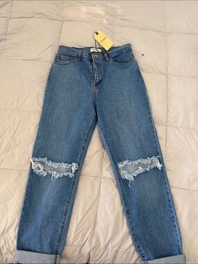 Vibrant Blue Distressed Boyfriend Jeans
